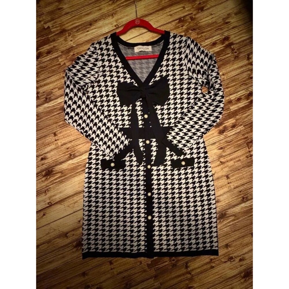 Black & White Houndstooth Sweater Dress
